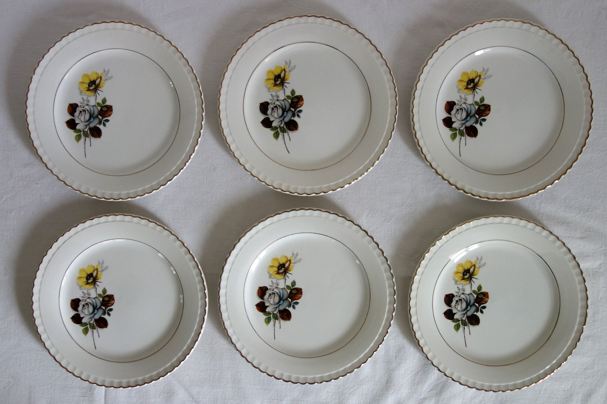 Set of 6 dessert plates Digoin model Veronese, 50s