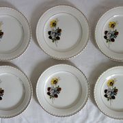 Lot de 6 assiettes à dessert Digoin modèle Veronese, années 50