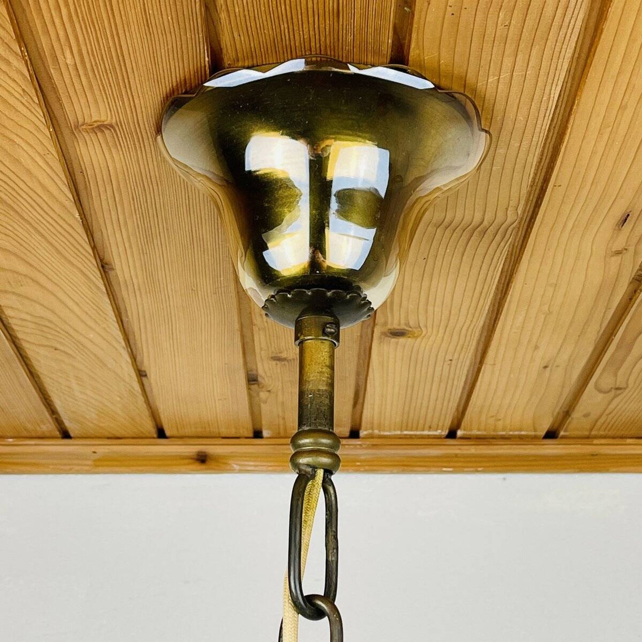 Vintage Murano glass chandelier in amber by De Majo, Italy, 1970s.