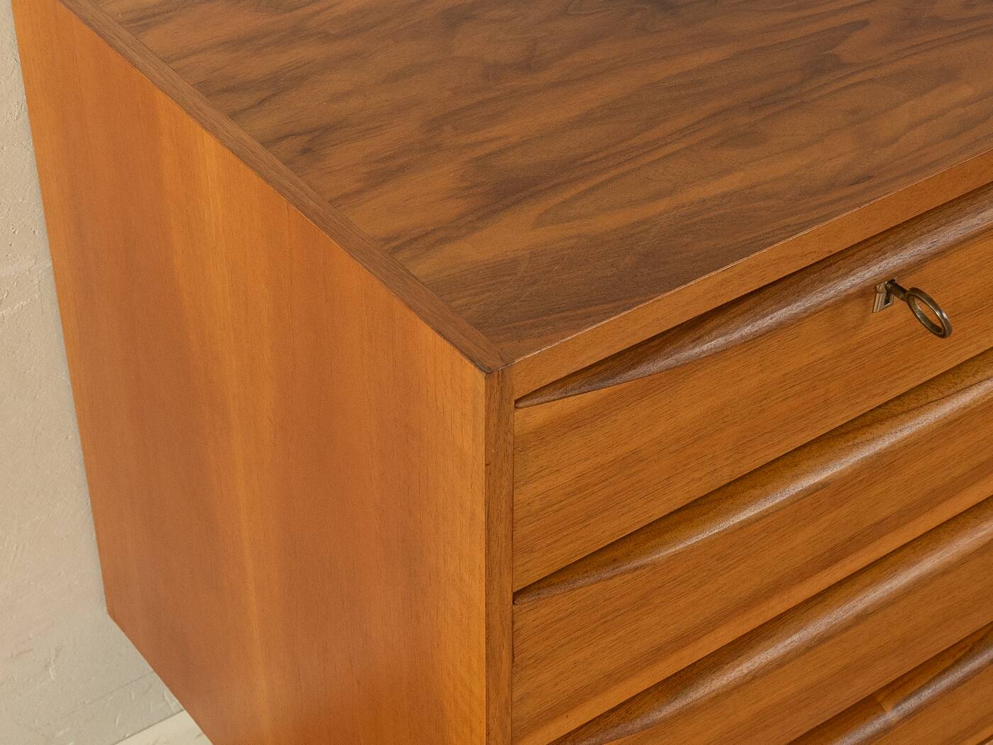 1950s sideboard, partly solid, walnut veneer, Bauhaus design, attributed to Franz Ehrlich
