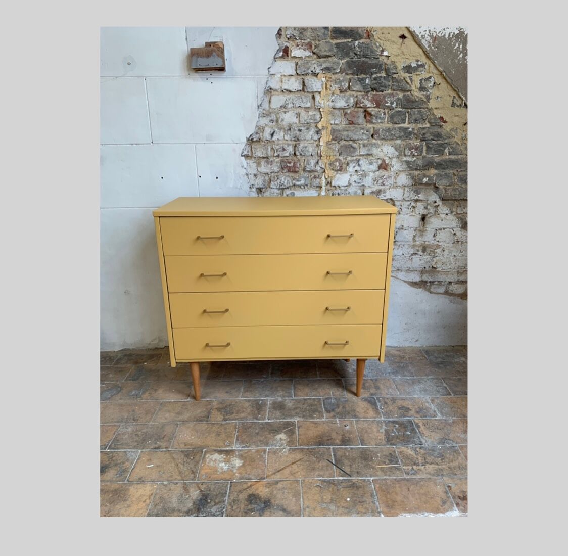 Vintage ochre chest of drawers