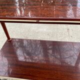 2-level rolling table in lacquered mahogany and brass 1960