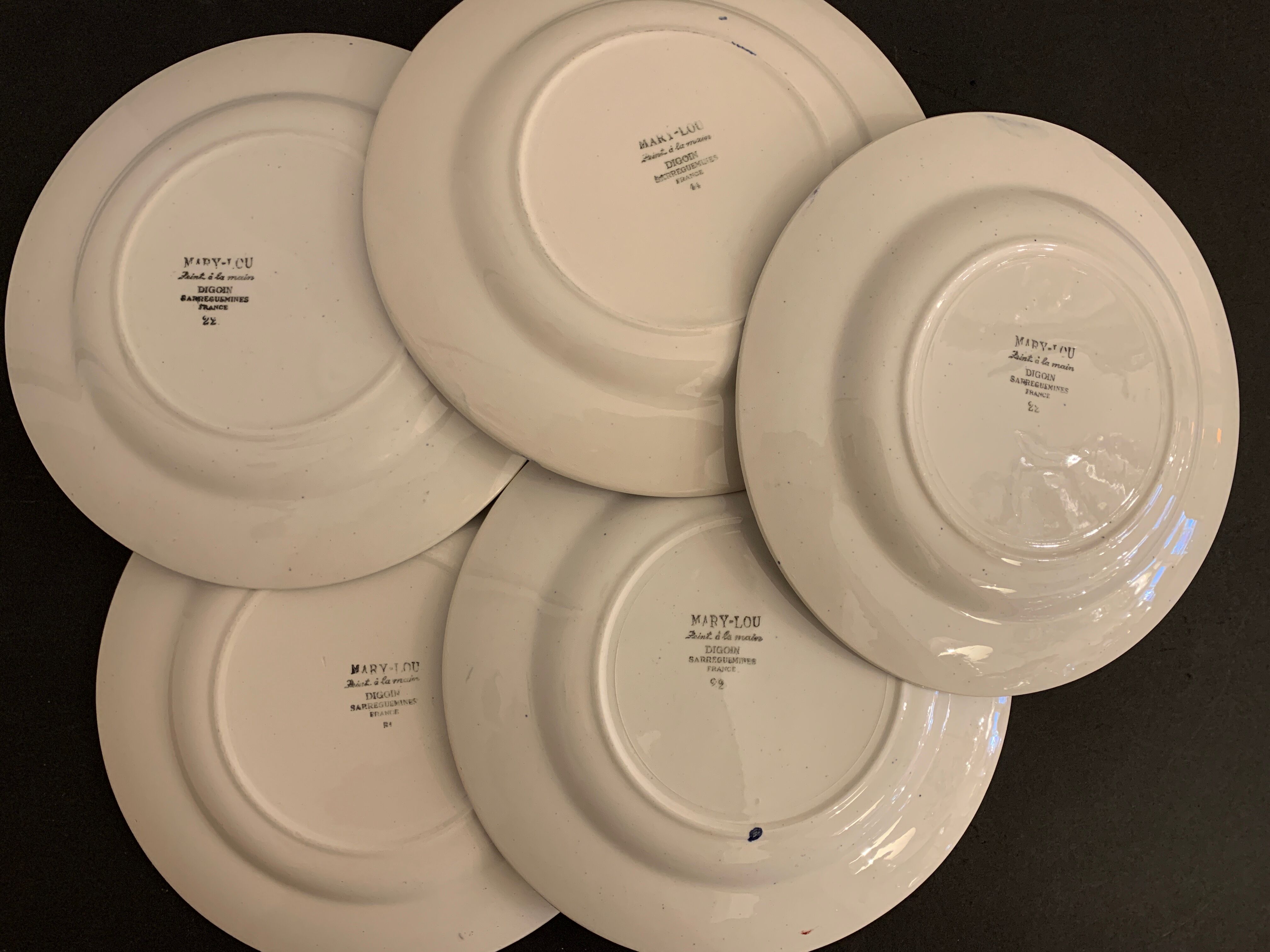 5 flat plates Mary Lou, Digoin Sarreguemines