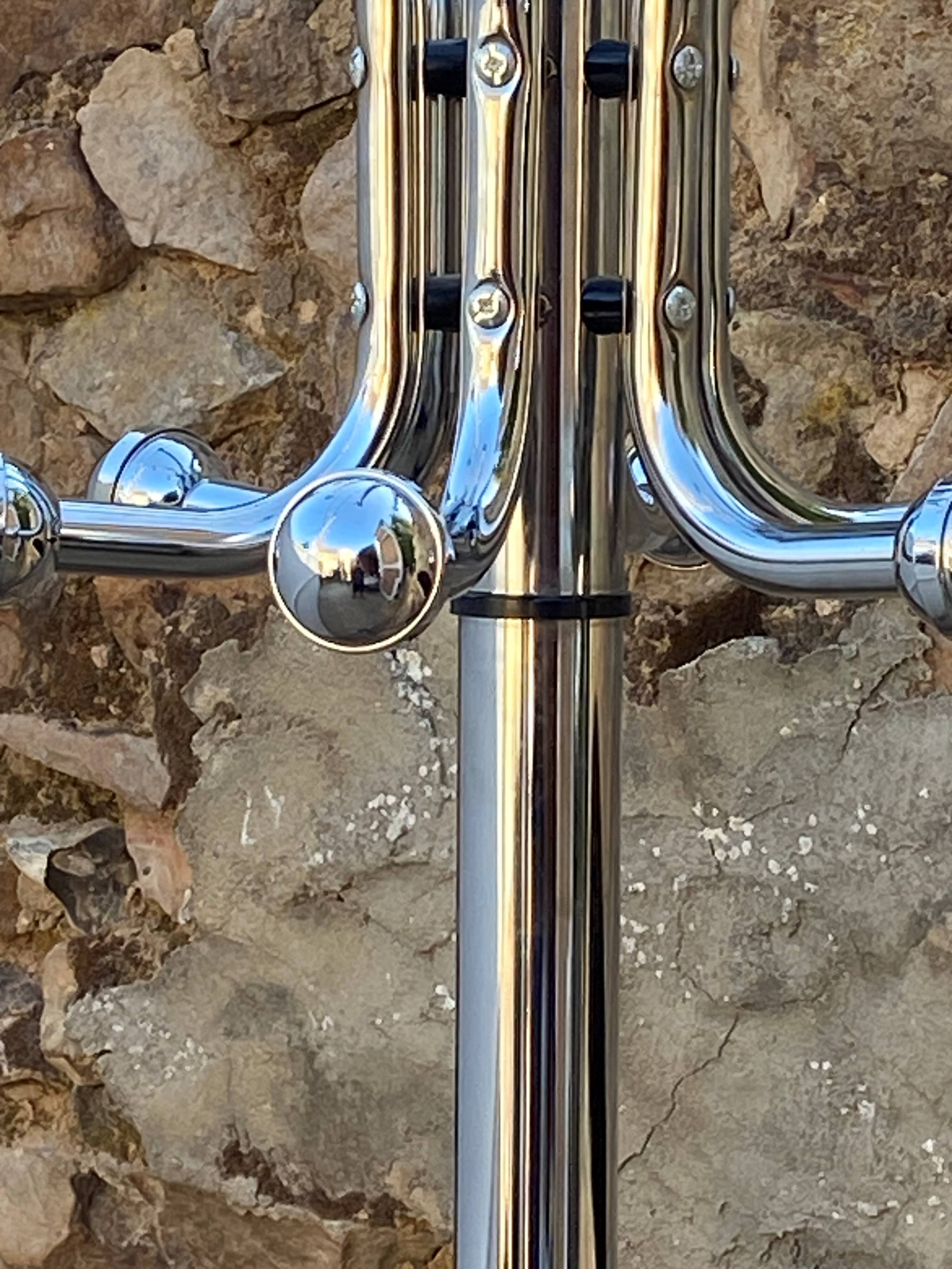 Vintage 1970s chrome metal coat rack