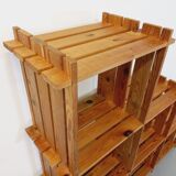 Bookcase vintage pine staircase shelf from the 80s in the style of Maison Regain