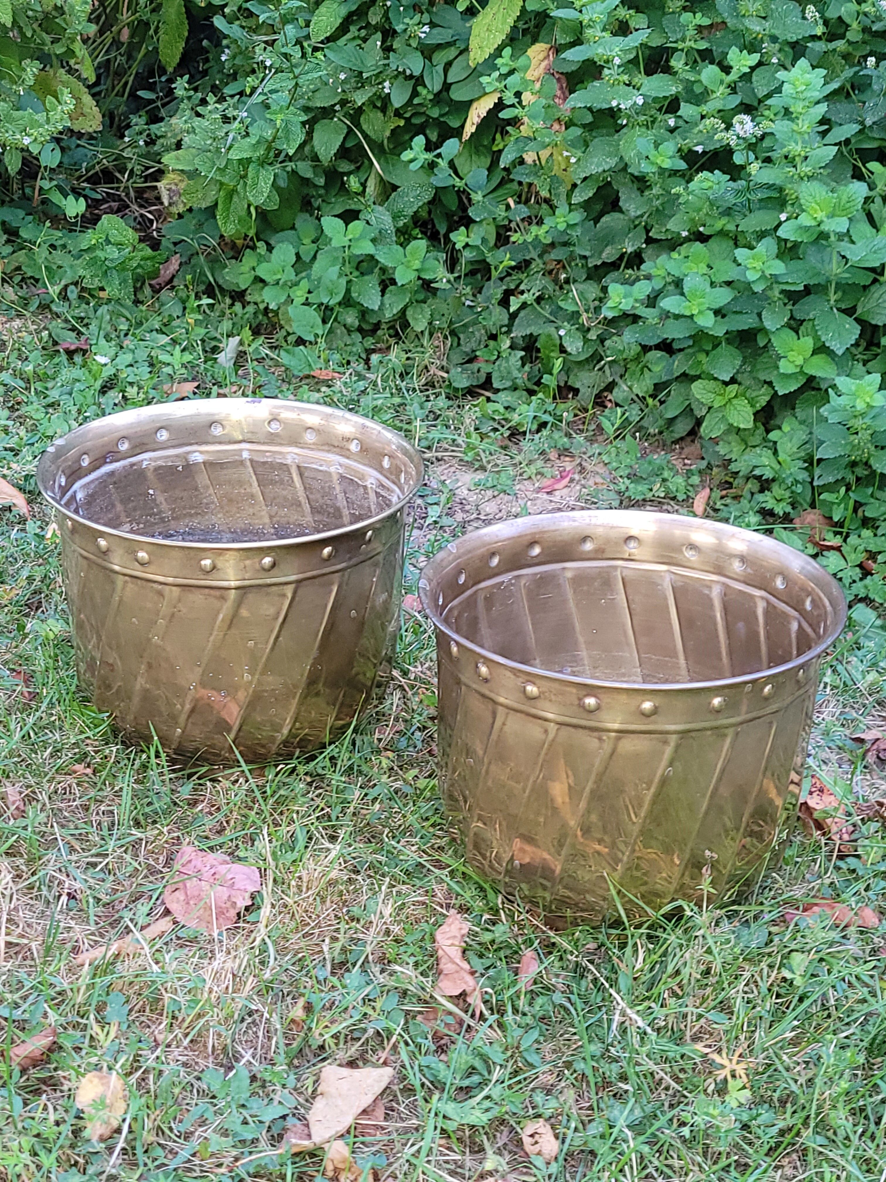 Pair of brass pot cover