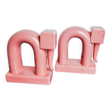 Pair of pink elephants by Guadalupe Coronado, Bookends, ceramic, Spain, 1980