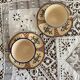 Antique Quimper Henriot earthenware cups and saucers