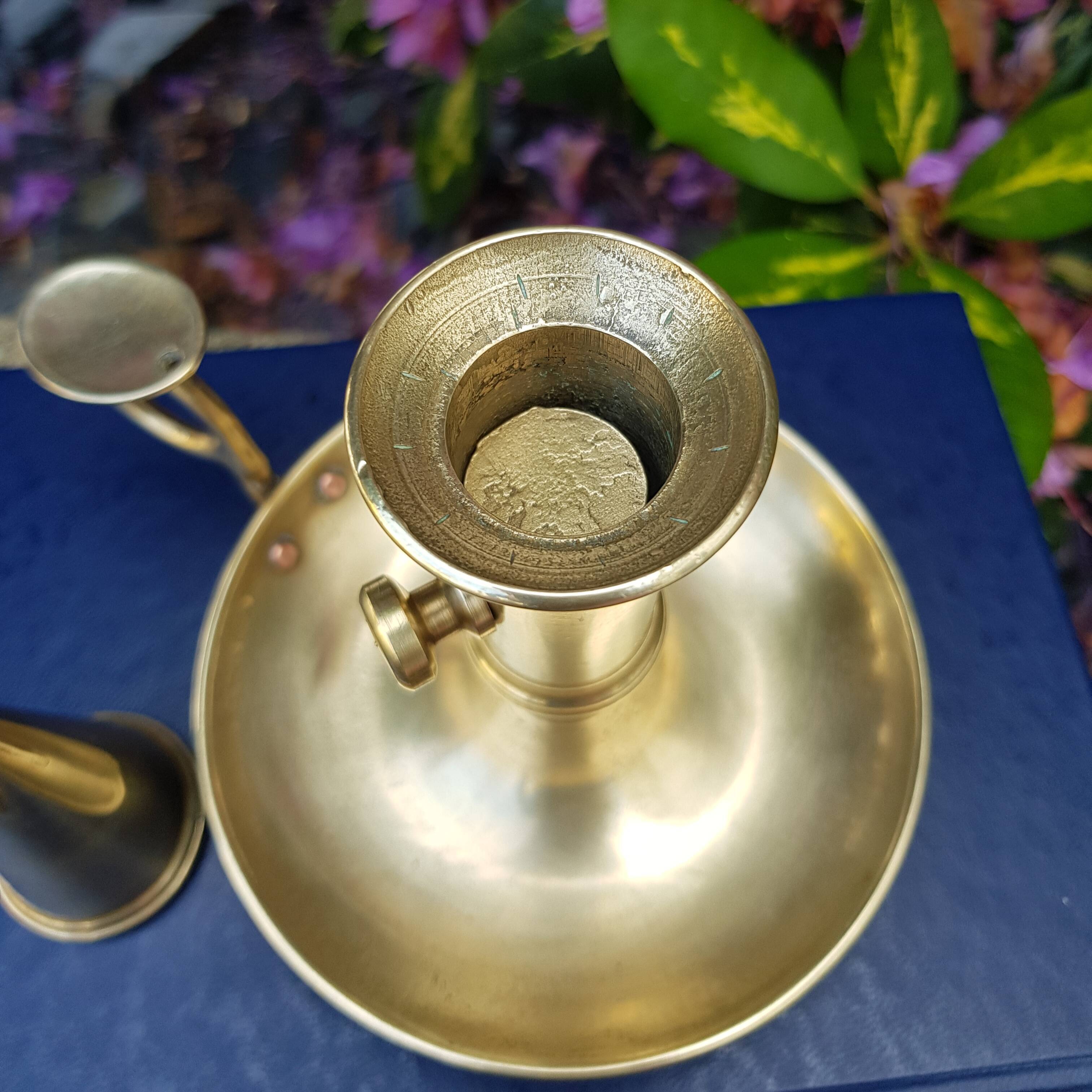 Cellar rat candle holder and brass extinguisher