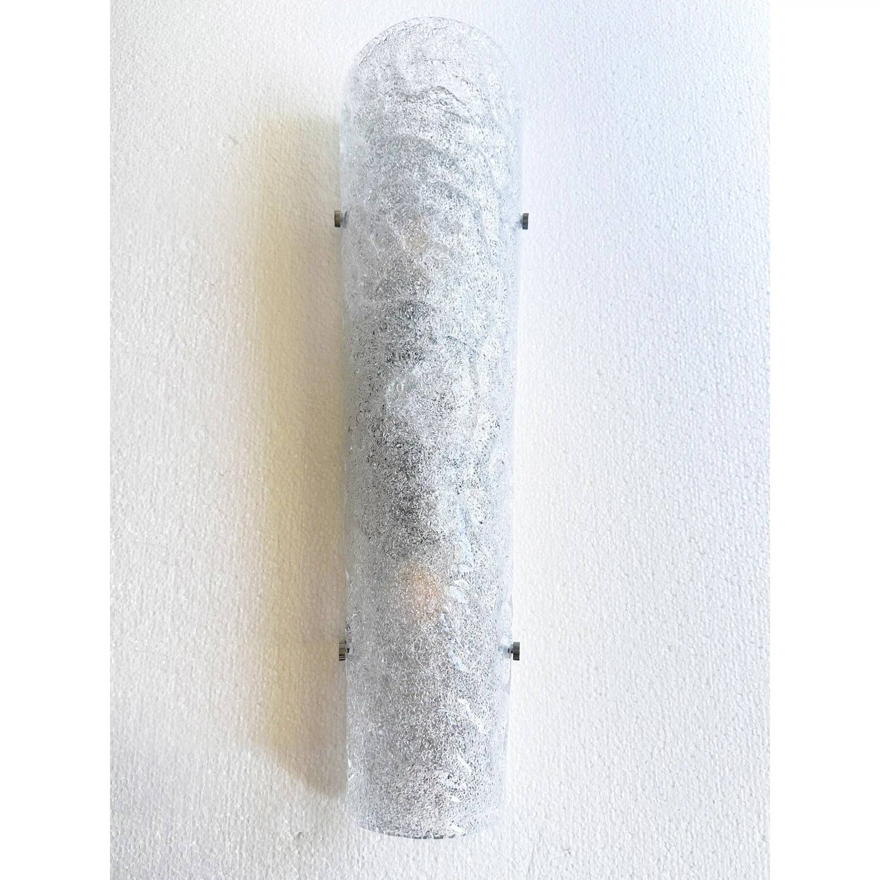 Contemporary Hammered Transparent "Graniglia" Murano Glass Wall Sconces-Set