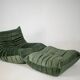 Togo set of armchair and pouf in moss velvet