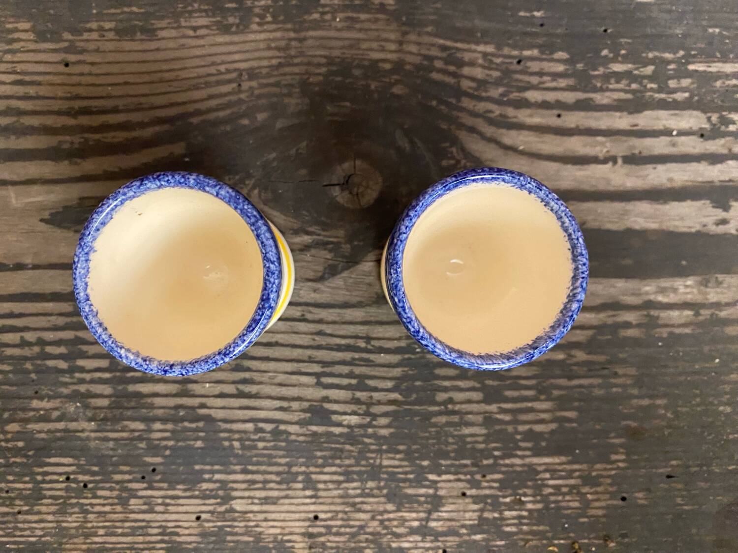 Pair of Antique Quimper Pornic Painted Ceramic Egg Cups Vintage