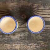 Pair of Antique Quimper Pornic Painted Ceramic Egg Cups Vintage