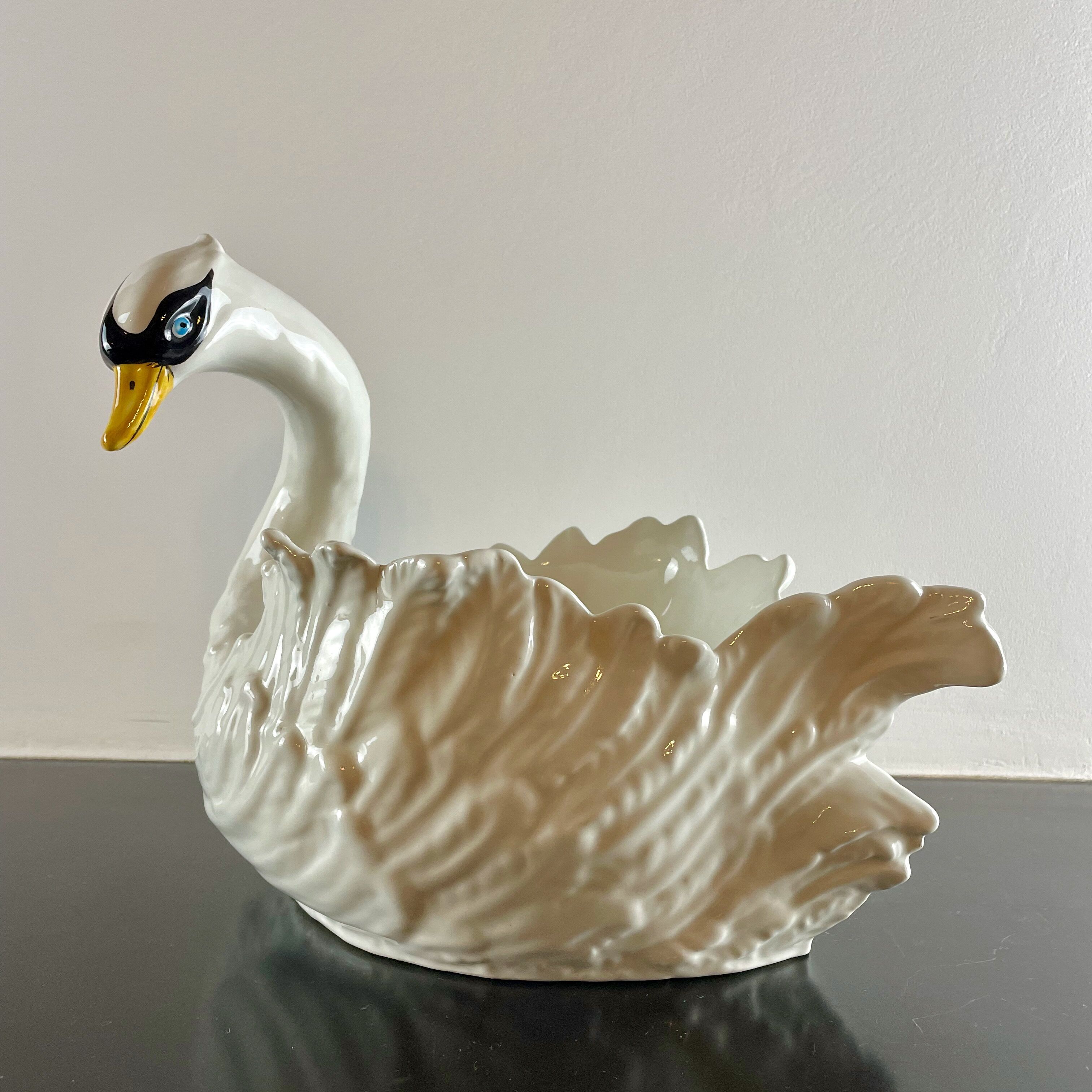 Swan ceramic planter from Bassano, Italy, circa 1970