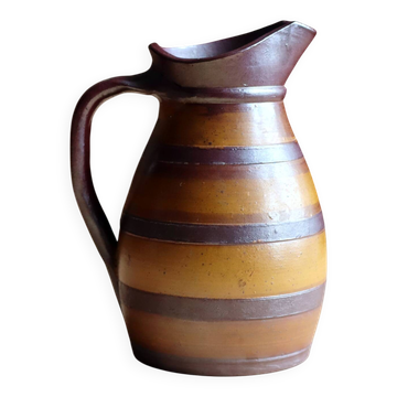 Petit pichet / crémier vintage en grès bicolore - Poterie A. Turgis