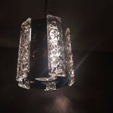 Lampe suspendue brutaliste portugaise en fonte noire