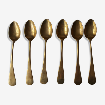 Set of 6 spoons a dessert in metal dore