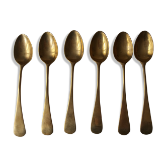 Ensemble de 6 cuilleres à dessert en métal doré