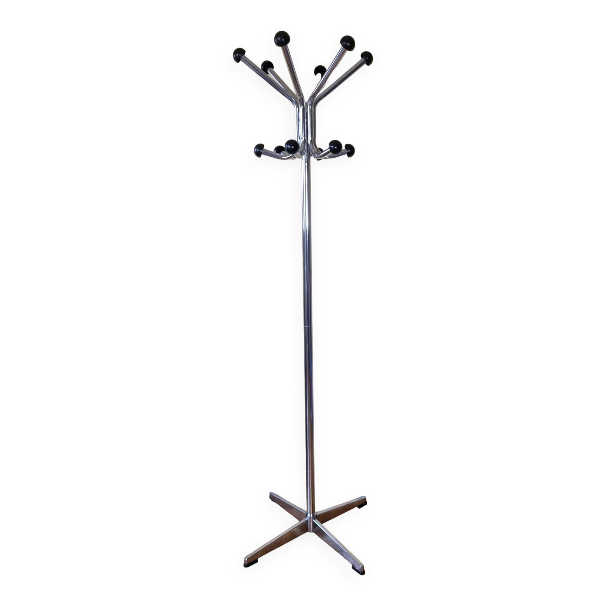 Vintage chrome metal coat rack, 70s-80s