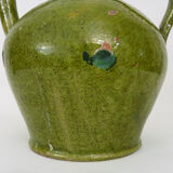 Orjol water pitcher pottery in green glazed terracotta. Pyrenees XIXth