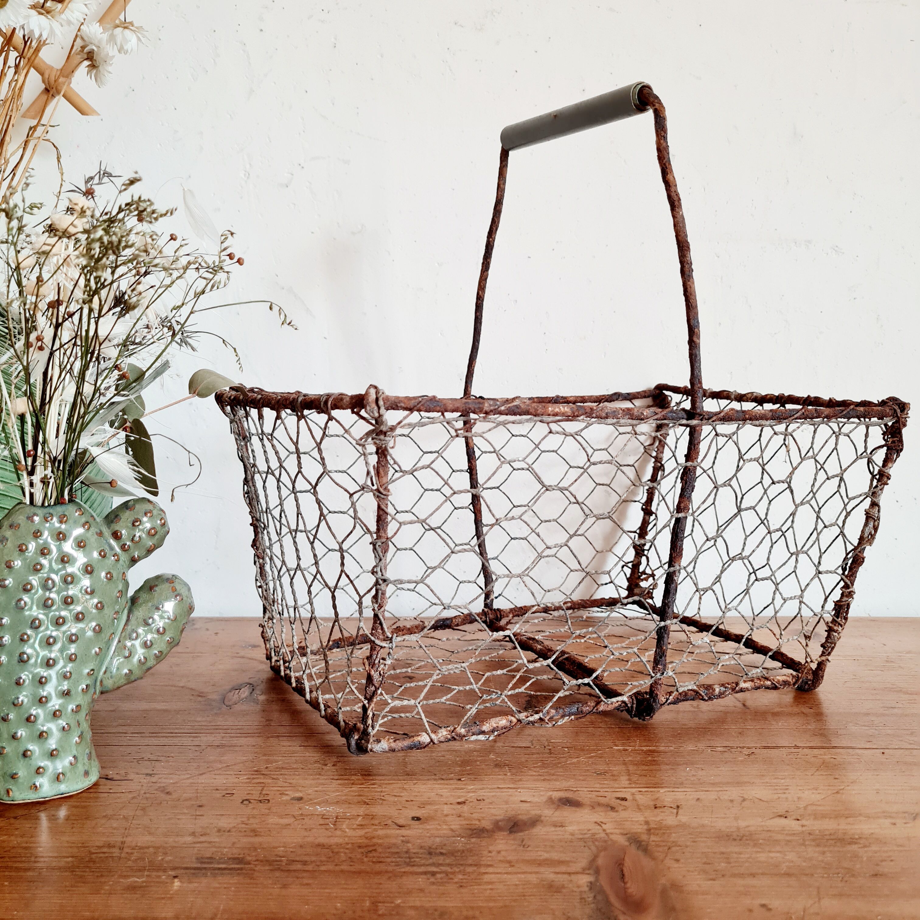 Old wired metal basket