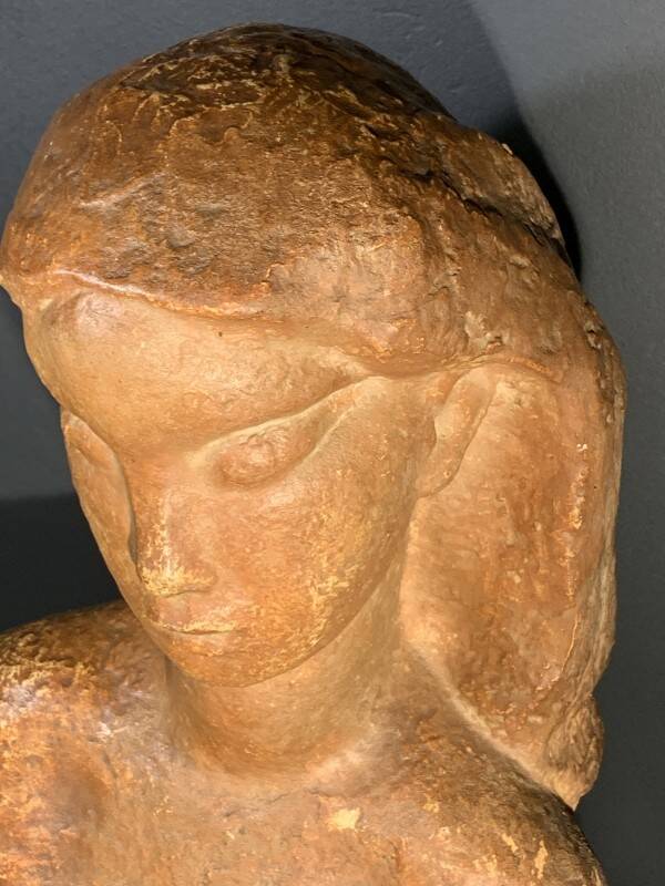 Art Deco Expressionist Sculpture "Nude Female Bust" unique piece 1940