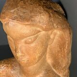 Art Deco Expressionist Sculpture "Nude Female Bust" unique piece 1940