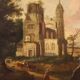 Antique French Oil On Canvas Landscape Painting From The 18th Century