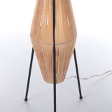 Vintage table lamp with sissal on a tripod, 1960