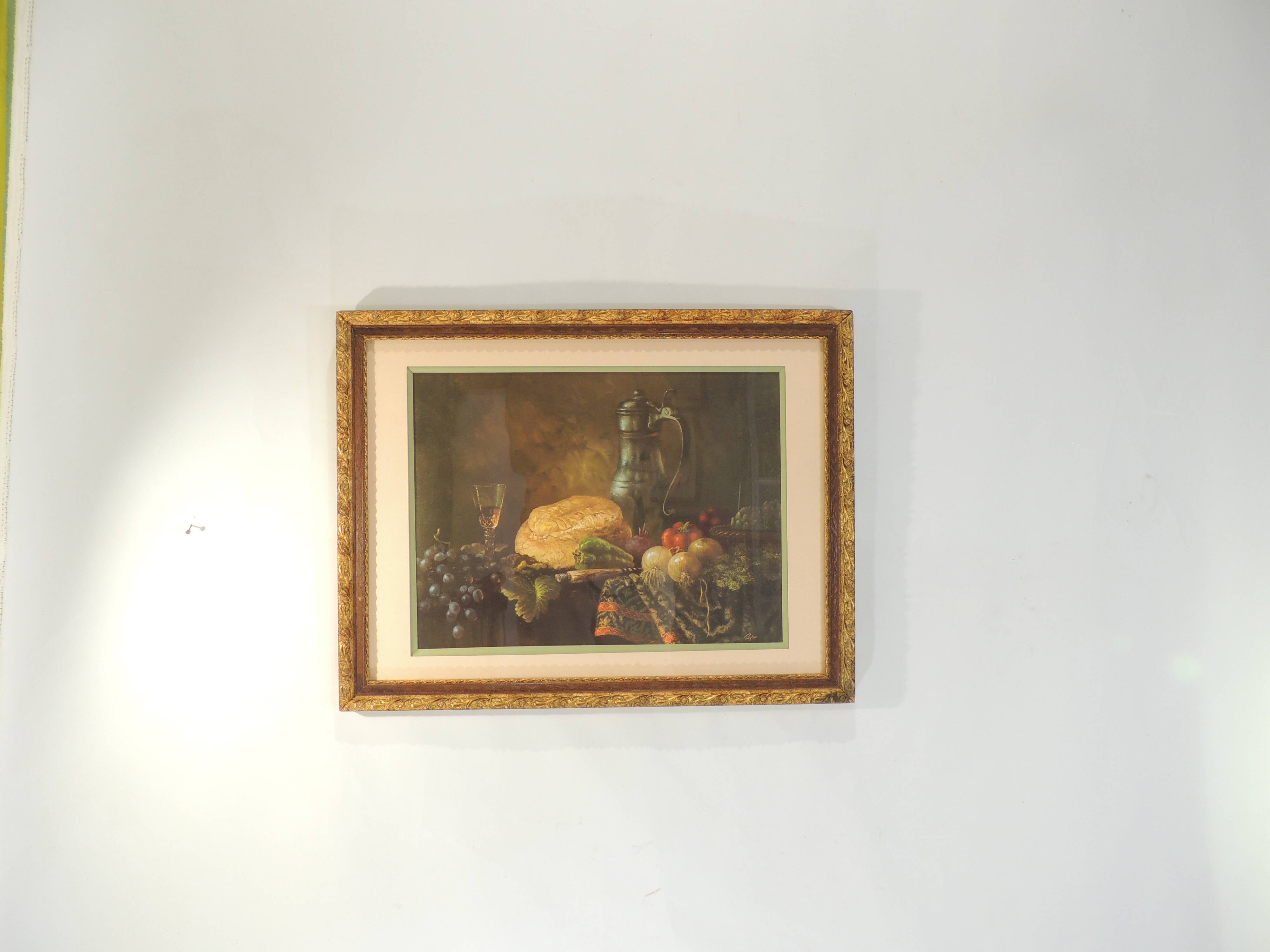 Tableau nature morte reproduction vintage cadre bois