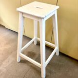 Tabouret haut, sellette en bois écru