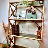 Rattan and glass shelf