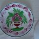 3 assiettes  plates sarreguemines, fleurs faience ancienne rouge et vert