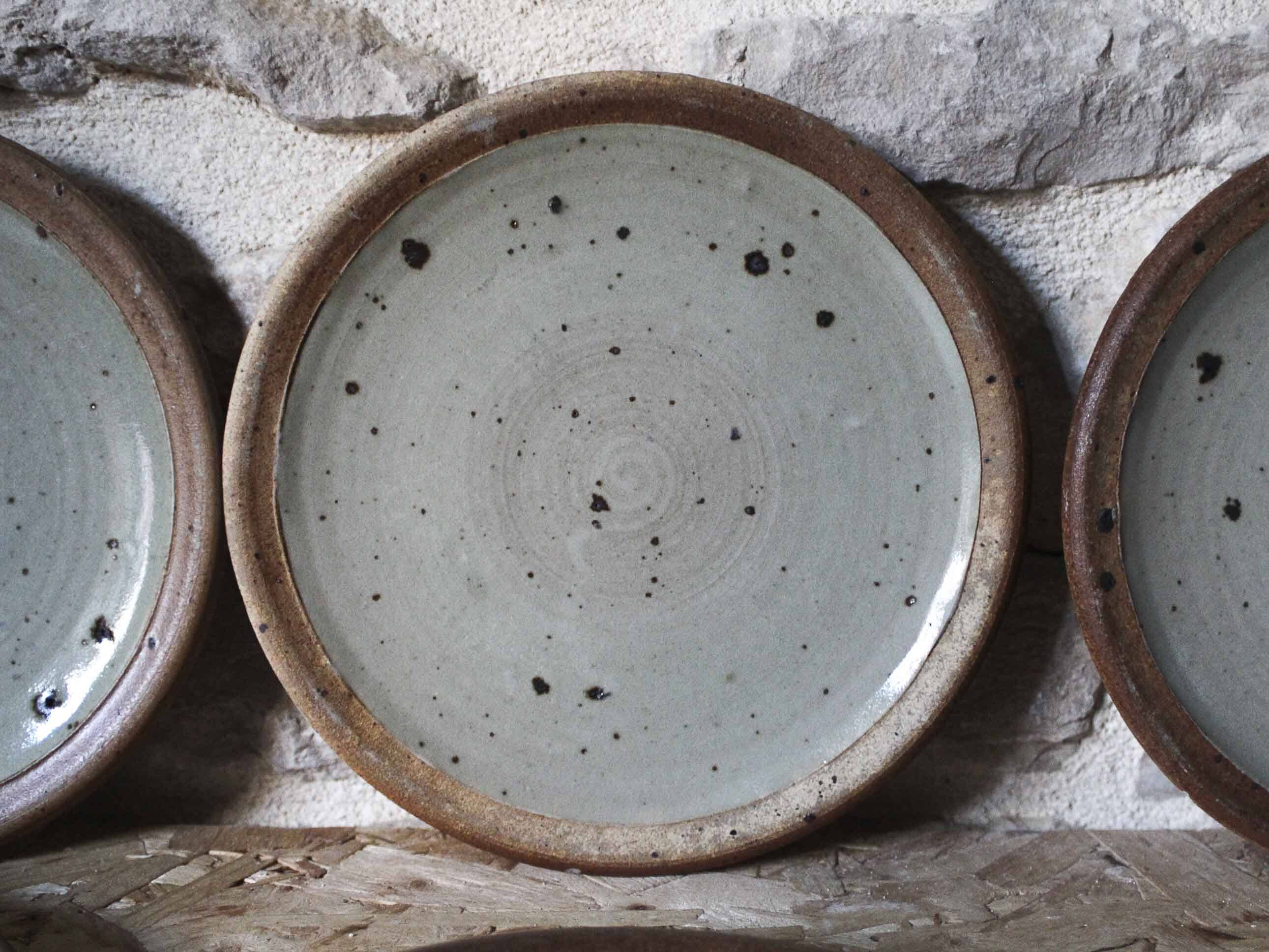 Set of 6 Pierre Digan pyrite stoneware dessert plates