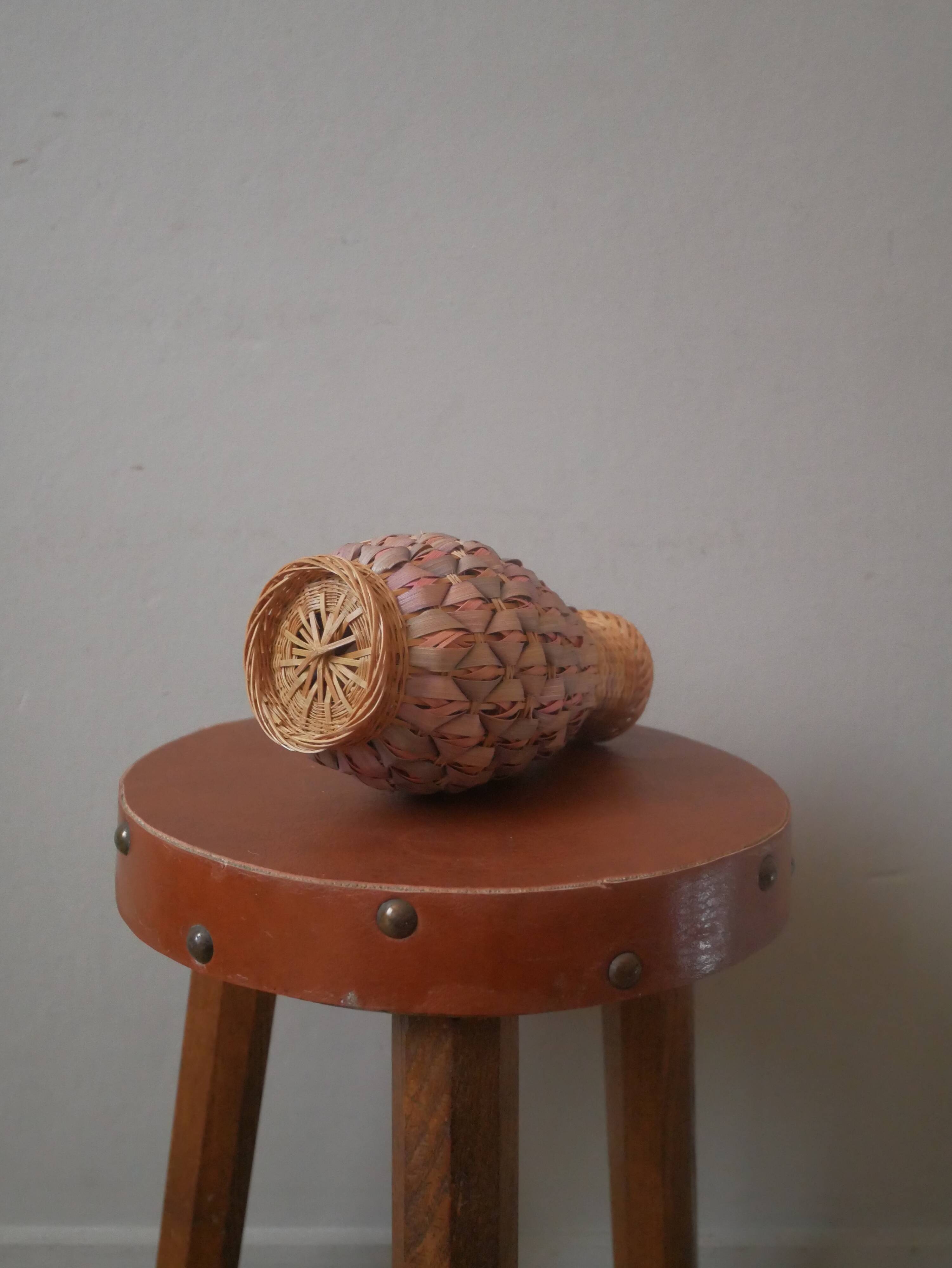 Vase soliflore braided natural fiber handcrafted bohemian country decoration