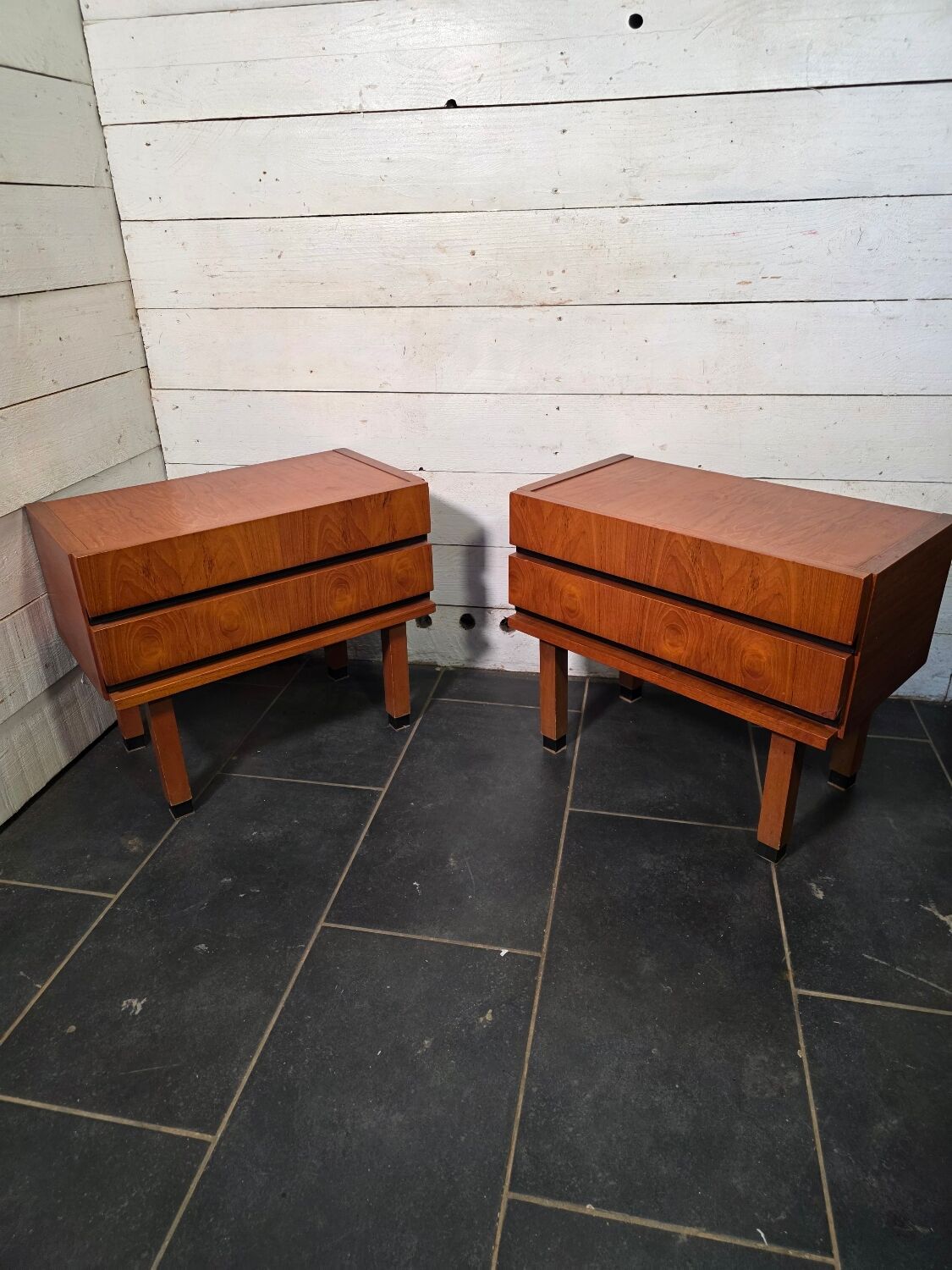 Pair of Scandinavian teak bedside tables from the 1960s.
