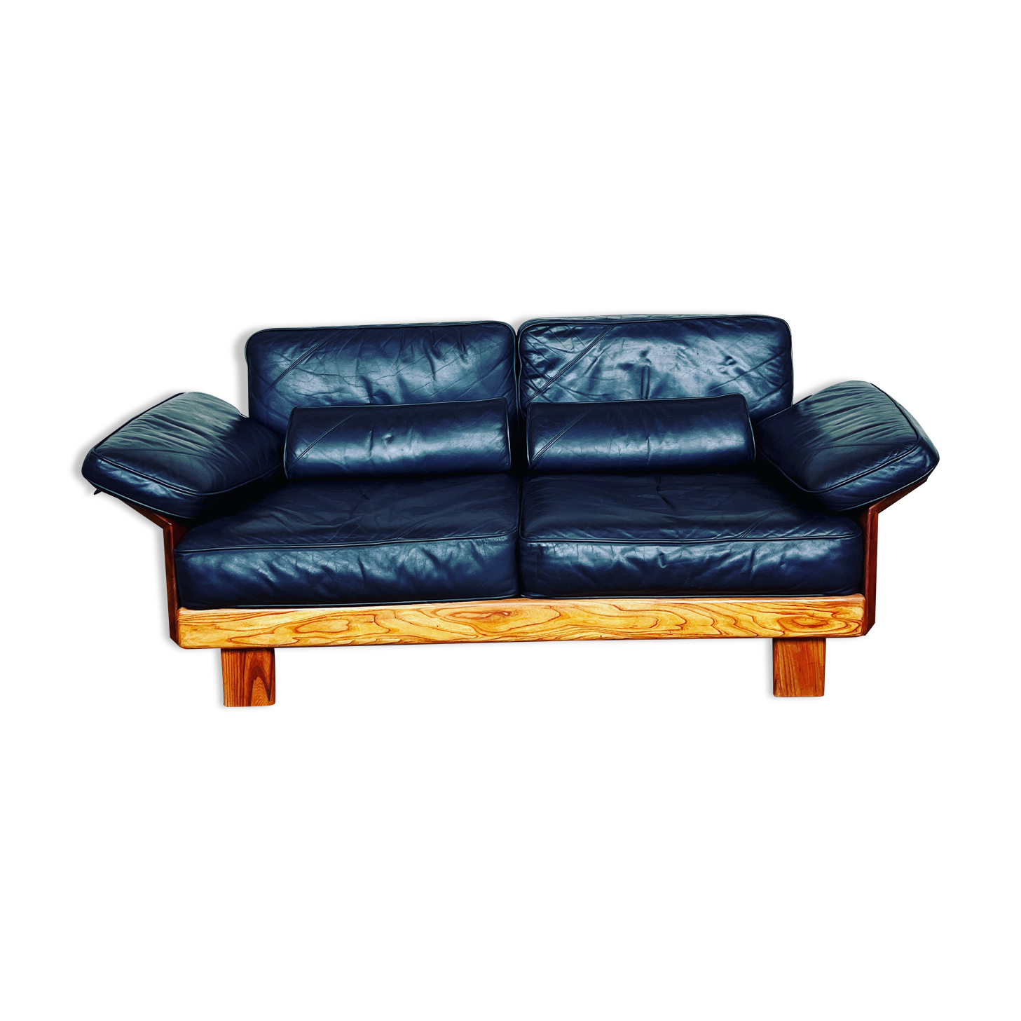 Canape seltz elm and leather design 1960