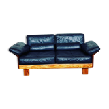 Canape seltz elm and leather design 1960