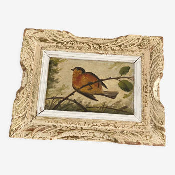 Cadre vintage peinture oiseau sur une branche