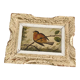 Vintage frame bird painting on a branch