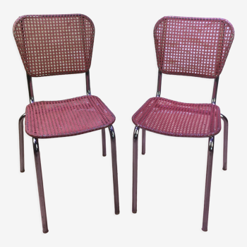 Pair of plastic canning chairs, pinks