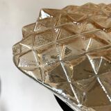 Square ceiling light in iridescent clear amber glass