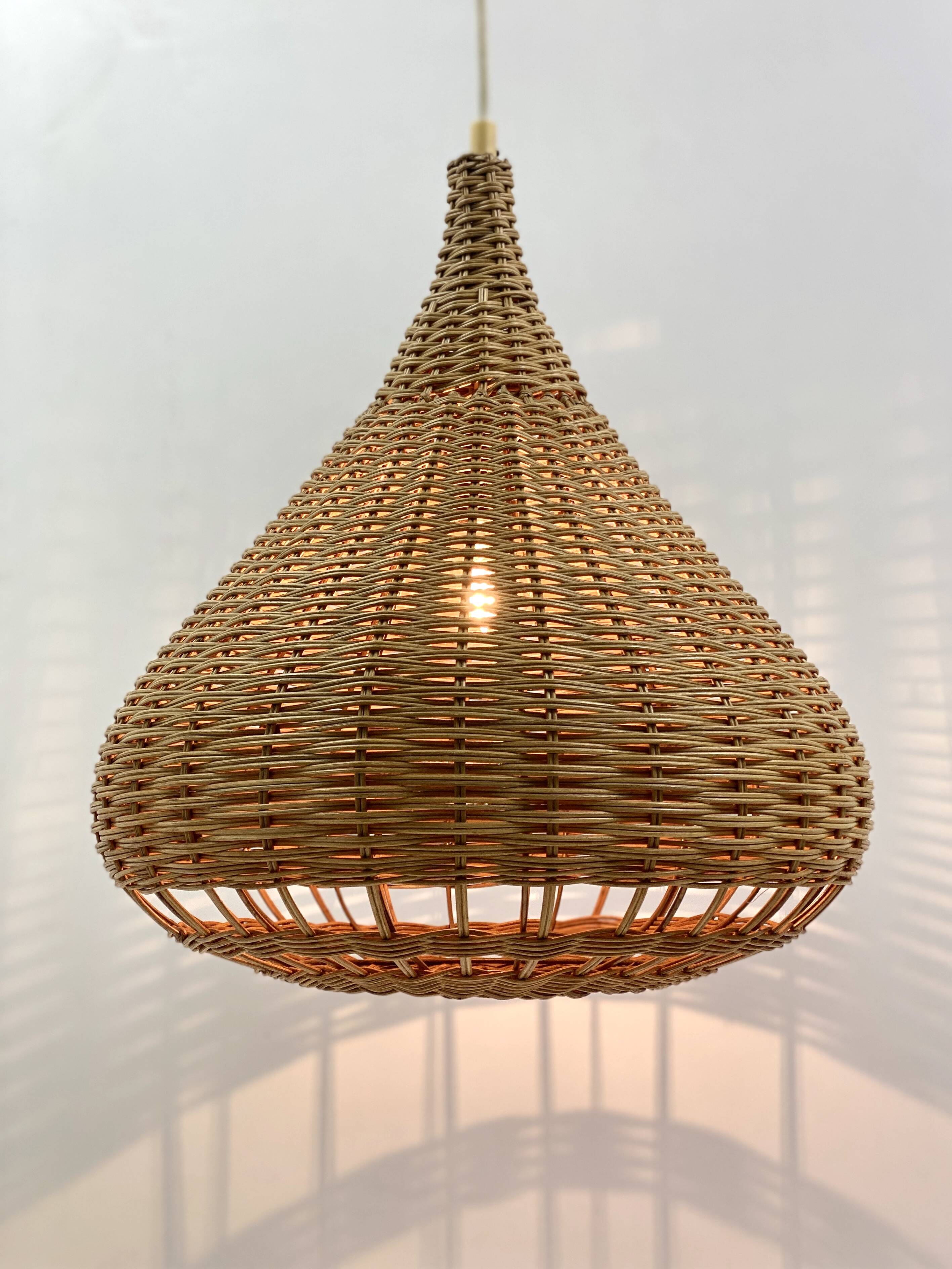 Vintage wicker pendant light from the 1960s.