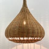 Vintage wicker pendant light from the 1960s.