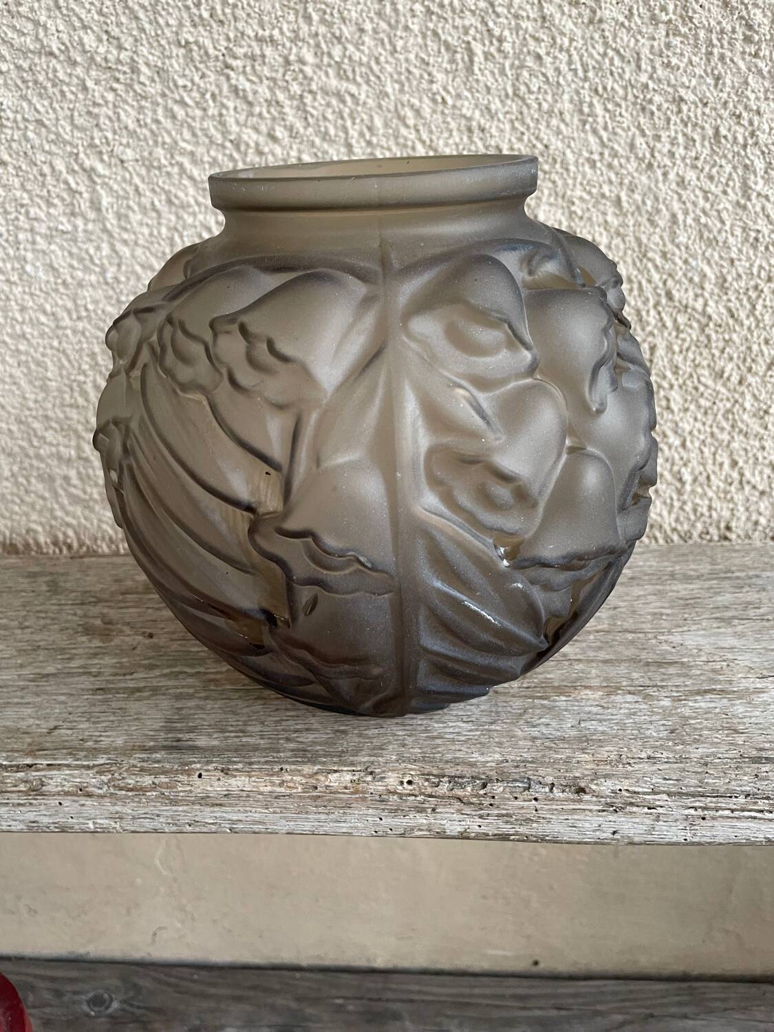 Art Deco frosted glass ball vase.