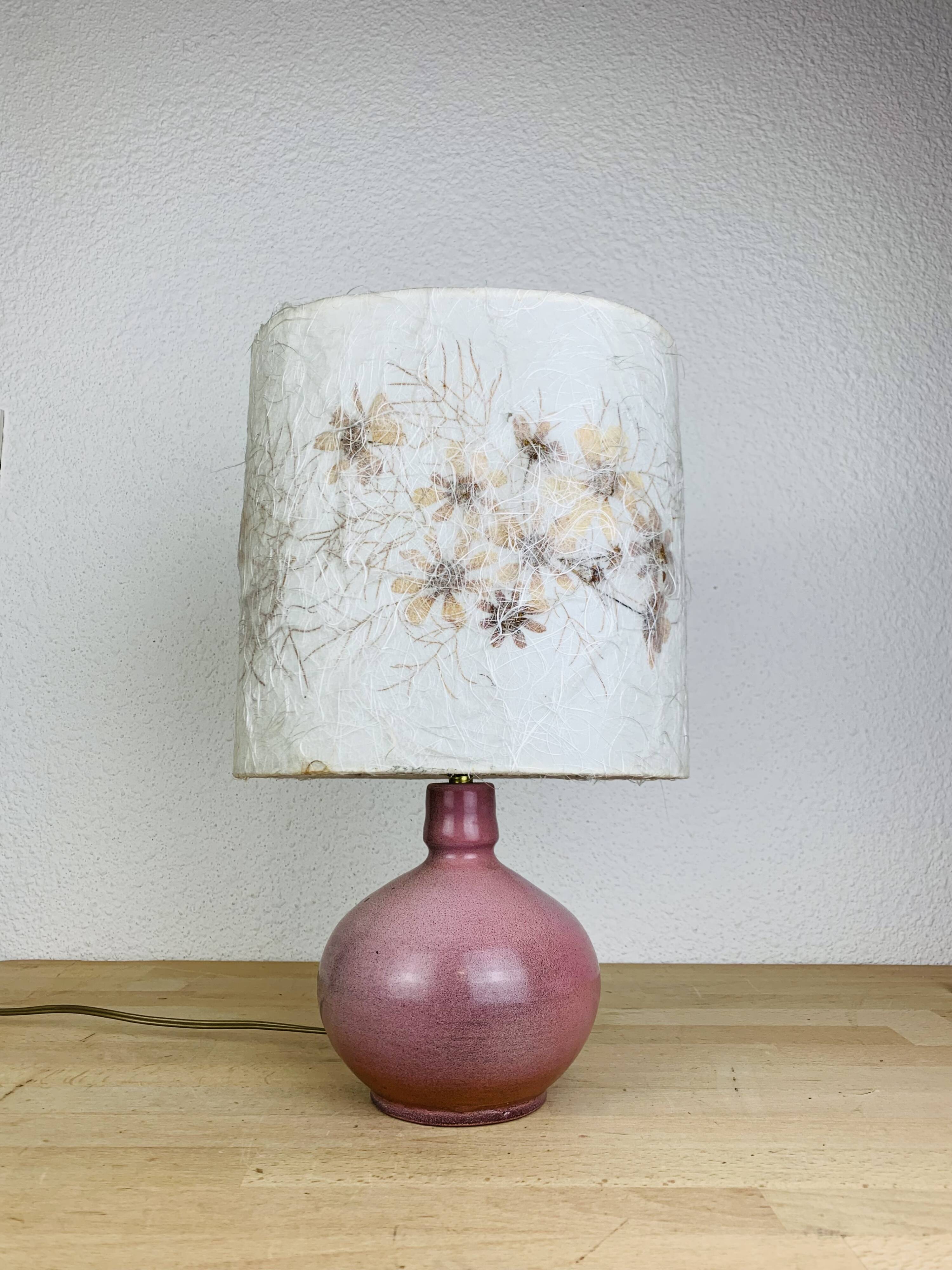 Pink ceramic ball lamp Vallauris, 60s, vintage