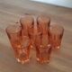Set of 7 vintage Rosaline liqueur glasses in translucent pink glass