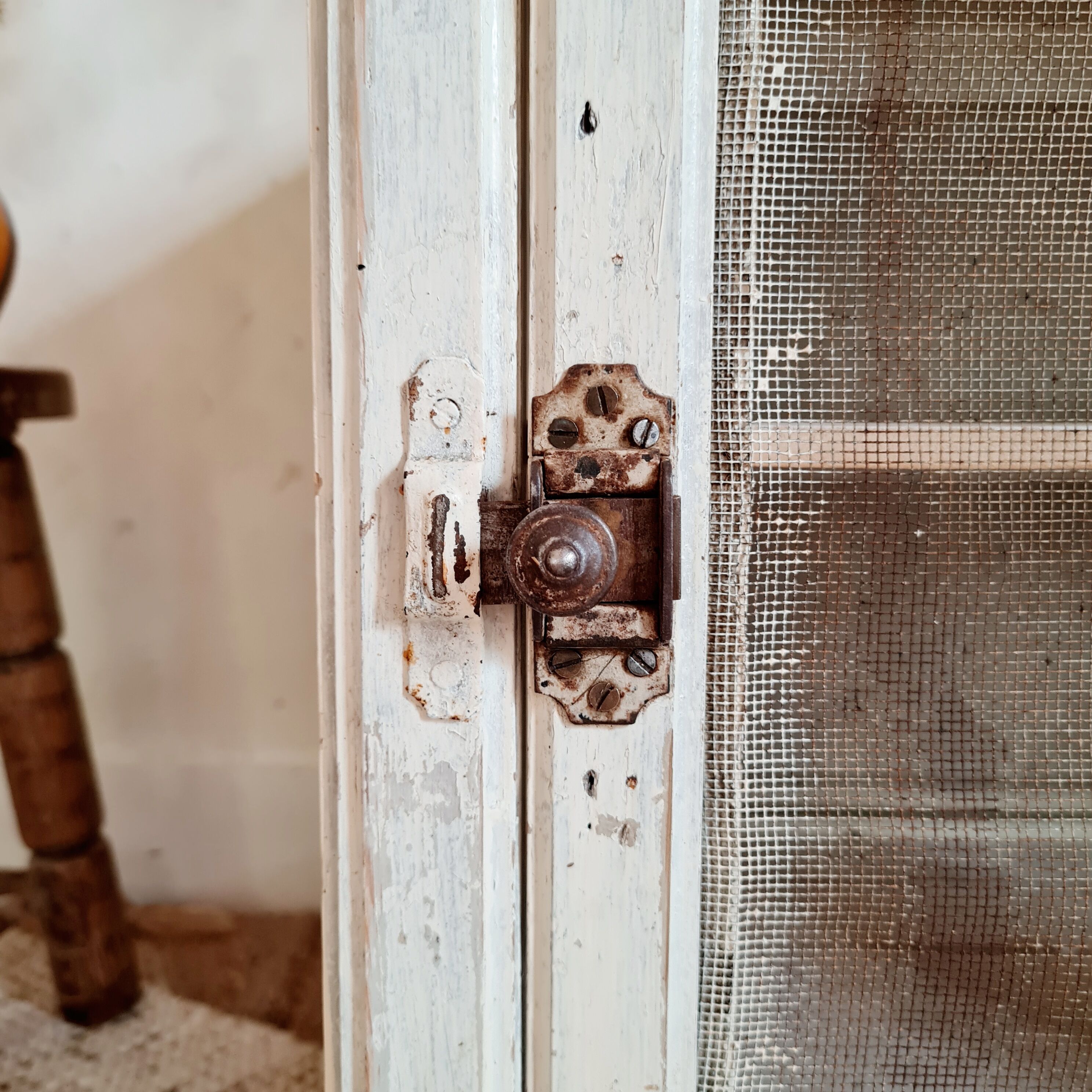 Wooden pantry and white mesh