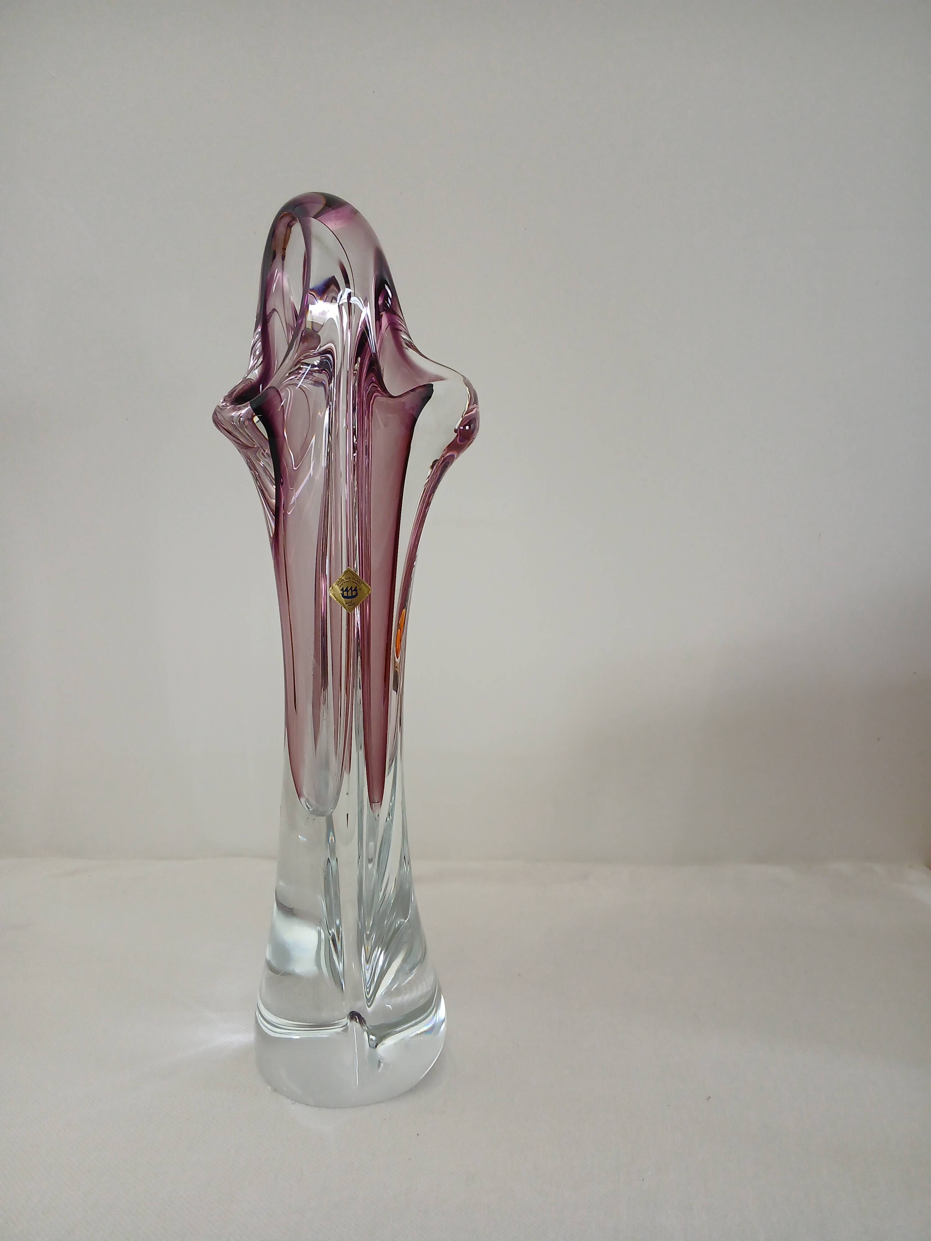 Art vase by designer Joseph Hospodka in authentic Bohemian crystal.