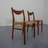 Set of Teak and Paper Cord Dining Chairs by Ejner Larsen for Glyngøre Stolefabrik, 1960s